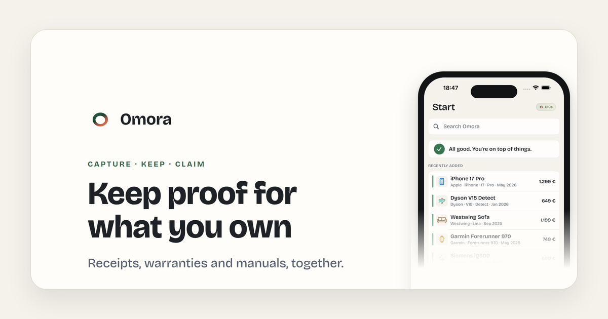 Omora: Your Ultimate Receipt and Warranty Management App.